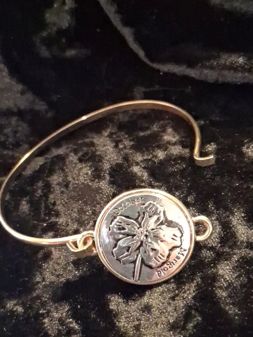 October Marigold Birthflower Bracelet - Gold and Silver Tone.
